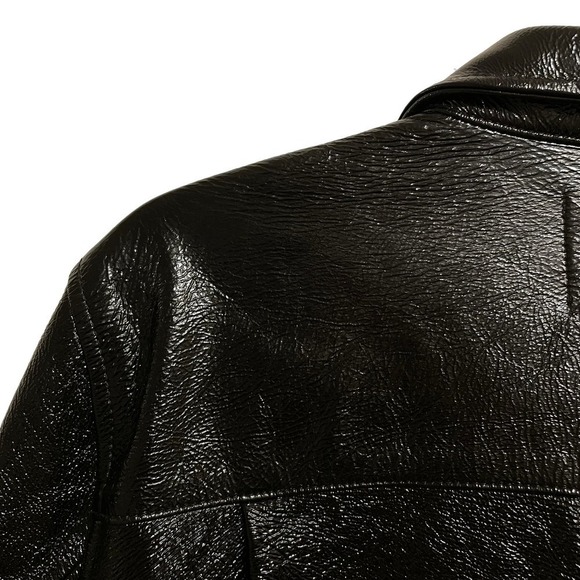 Frame Atelier Lamb Leather Snap Front Trucker Jacket Noir Black Size L - Picture 3 of 8